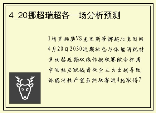 4_20挪超瑞超各一场分析预测
