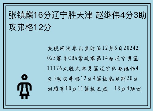张镇麟16分辽宁胜天津 赵继伟4分3助攻弗格12分